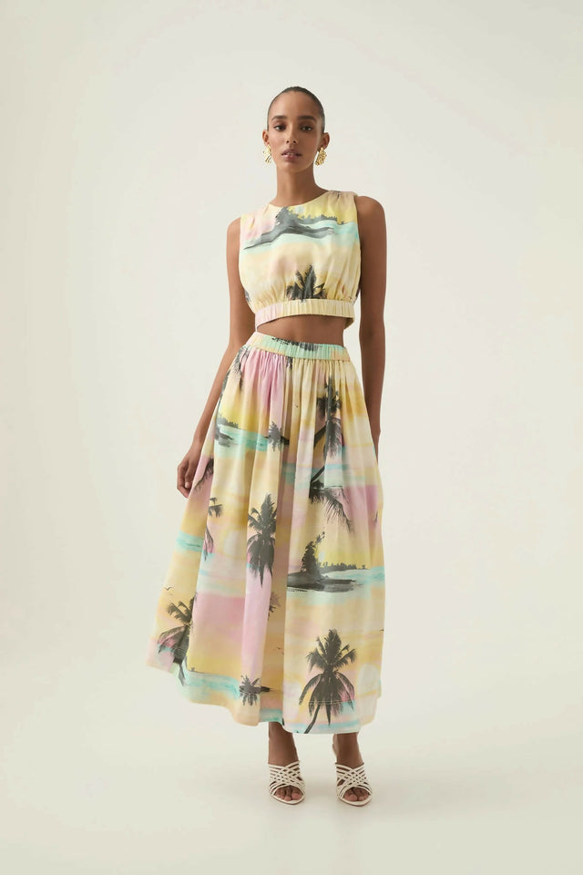 Aje Nicolette Maxi Skirt and Nicolette Elasticated Top Set - Size 8