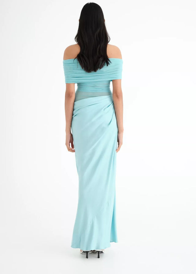Benni Nico Off Shoulder Maxi Dress Aquamarine