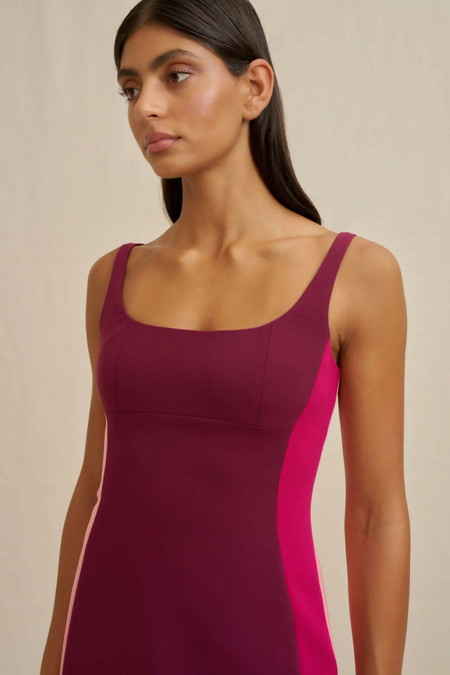 By Johnny Nadia Block Mini Dress - Wine Berry