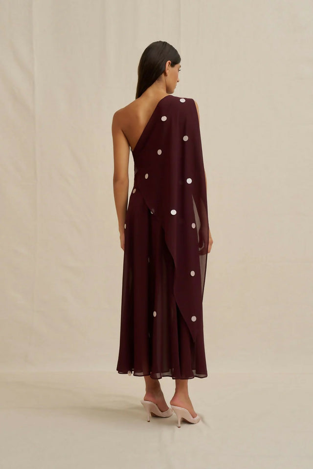 By Johnny Delia Drape Midi Dress - Wine Pink