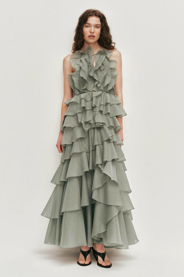 Aje Cleo Gown in Moss