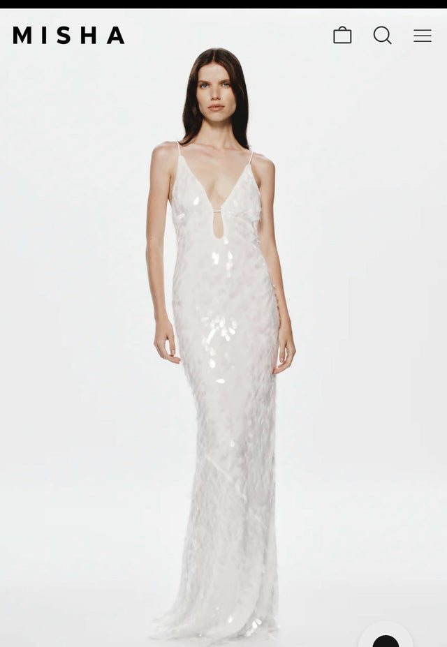 Sapphire sequin maxi dress in ivory