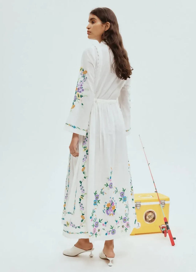 Alemais Willa Embroidered Shirt Dress White Floral