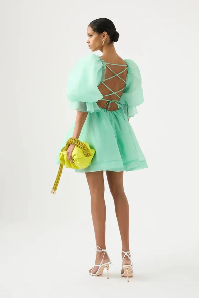 AJE Astrid Tie Back Mini Dress Green