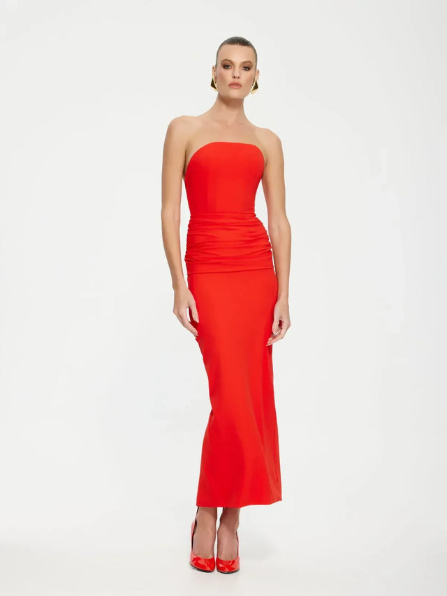 Effie Kats Astor Midi Dress - Cherry Red
