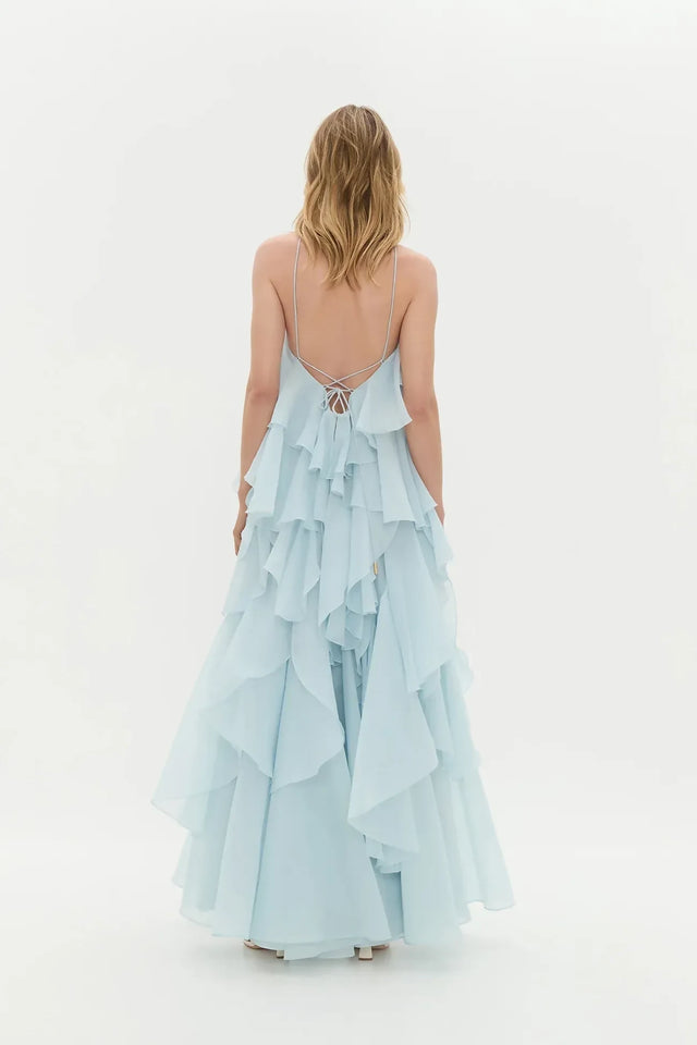AJE Pandorea Layered Maxi Dress - Silver Blue
