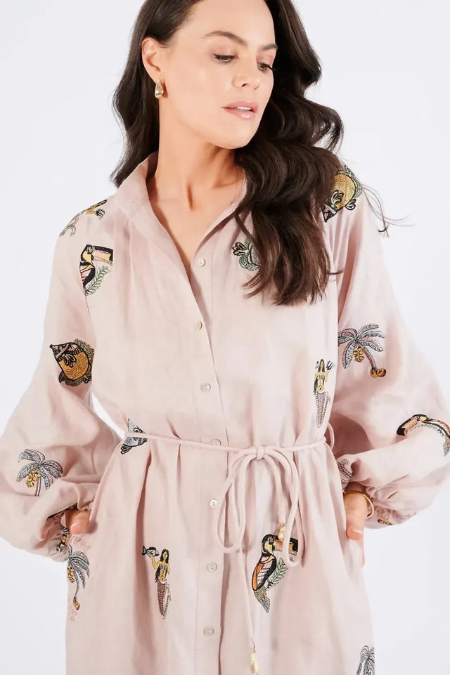 Alemais Vacay Mermaid Shirtdress Pink
