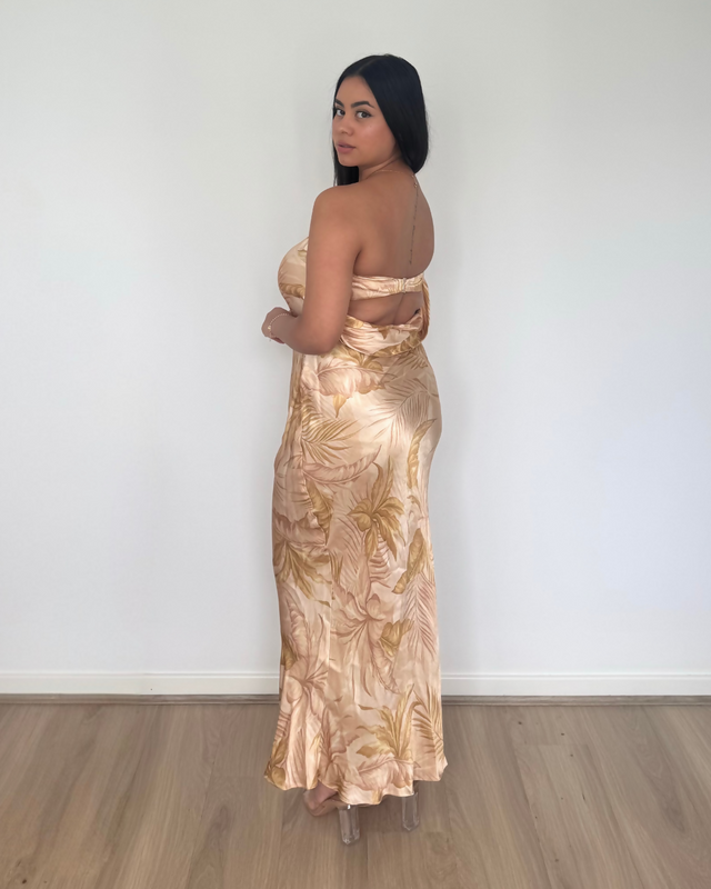 Bec and Bridge Dust Palms Strapless Maxi Dress Dust Palms Print