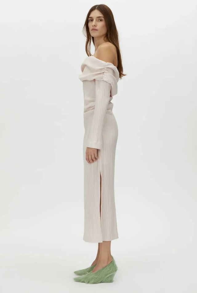 Camilla and Marc Shaw Off Shoulder Dress in Ice Pink