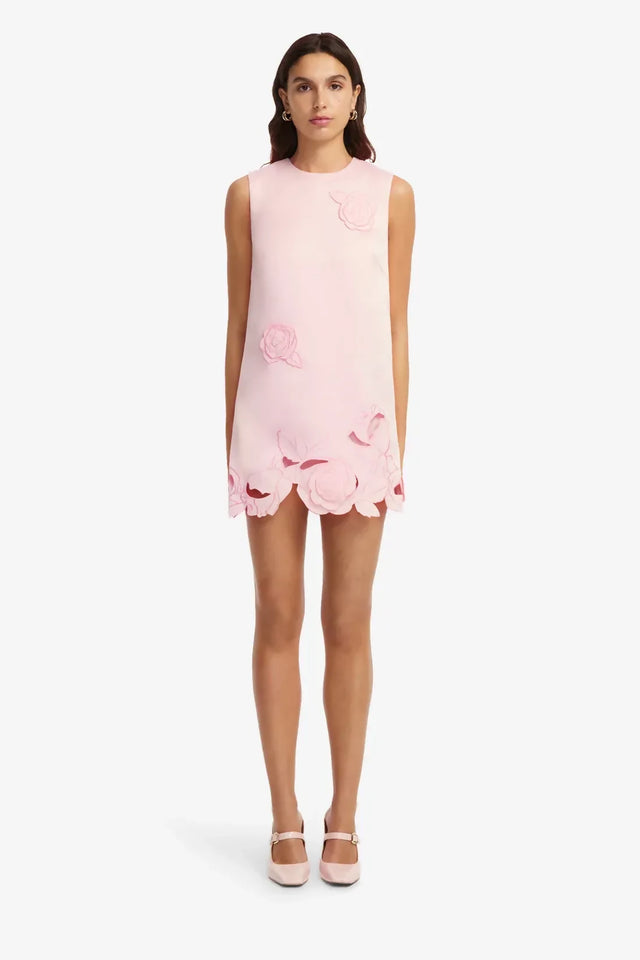 Leo Lin Yvonne Appliqué Mini Dress - Blush Pink