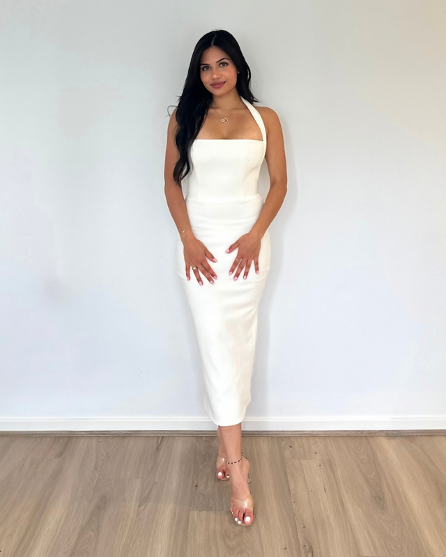Effie Kats Meline Midi Dress White