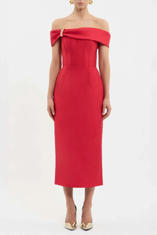 Rebecca Vallance Esmeralda Midi Dress - Red