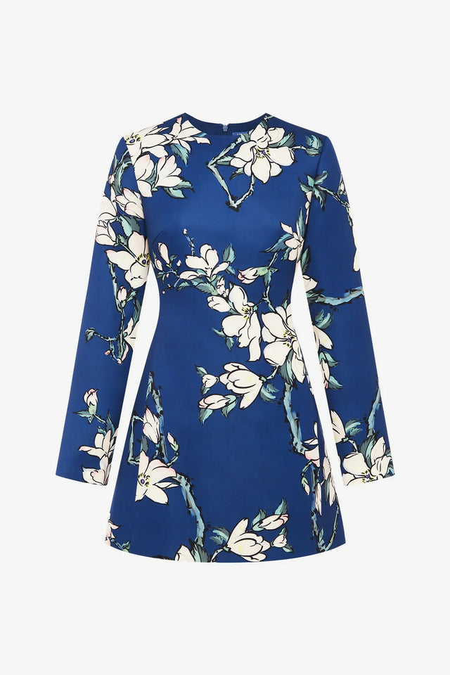 Leo Lin Aliza Long Sleeve Petal Mini Dress in Midnight Magnolia Print