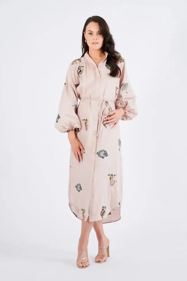 Alemais Vacay Mermaid Shirtdress Pink