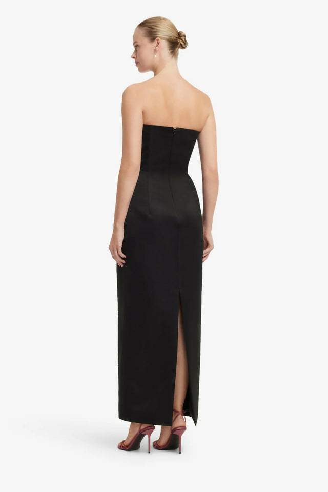 Leo Lin Rayna Embroidered Maxi Dress in Snapdragon Floral Print in Ebony