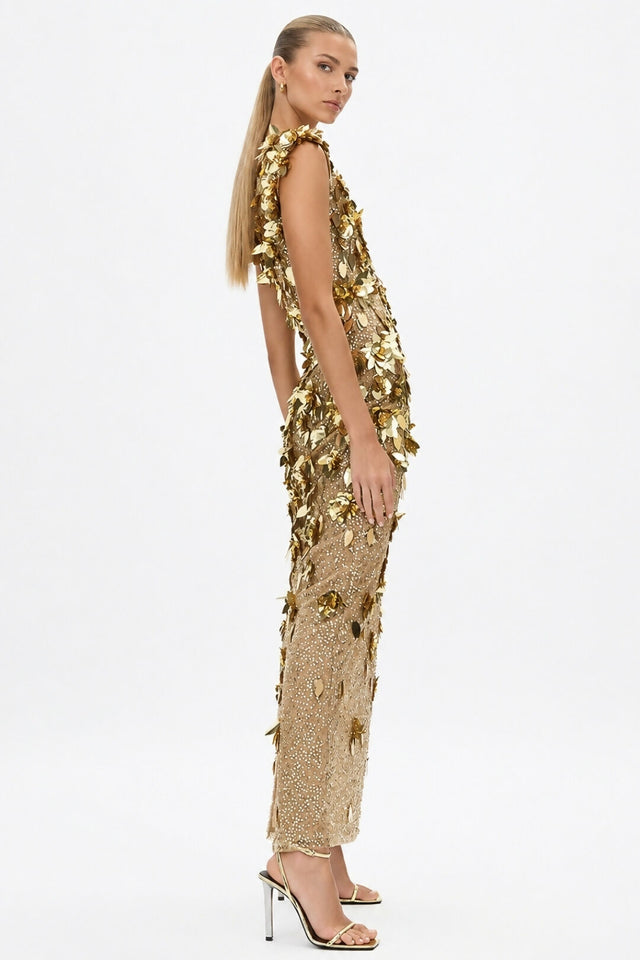 Rachel Gilbert Hugo Gown Gold 3/AU12