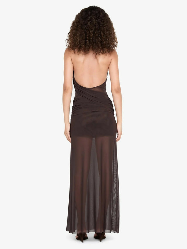 Bec & Bridge Deija Halter Maxi Dress Chocolate Brown Size 8