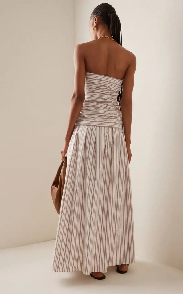 Anna Quan Isadora Strapless Maxi Dress Tobacco Stripe