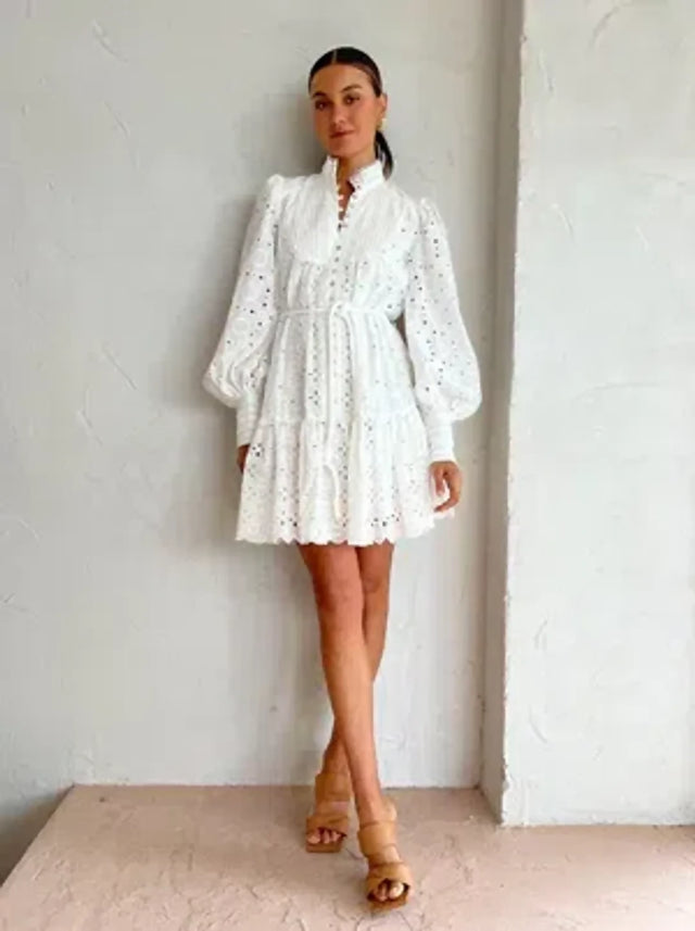 Alemais Evie Mini Smock Dress White