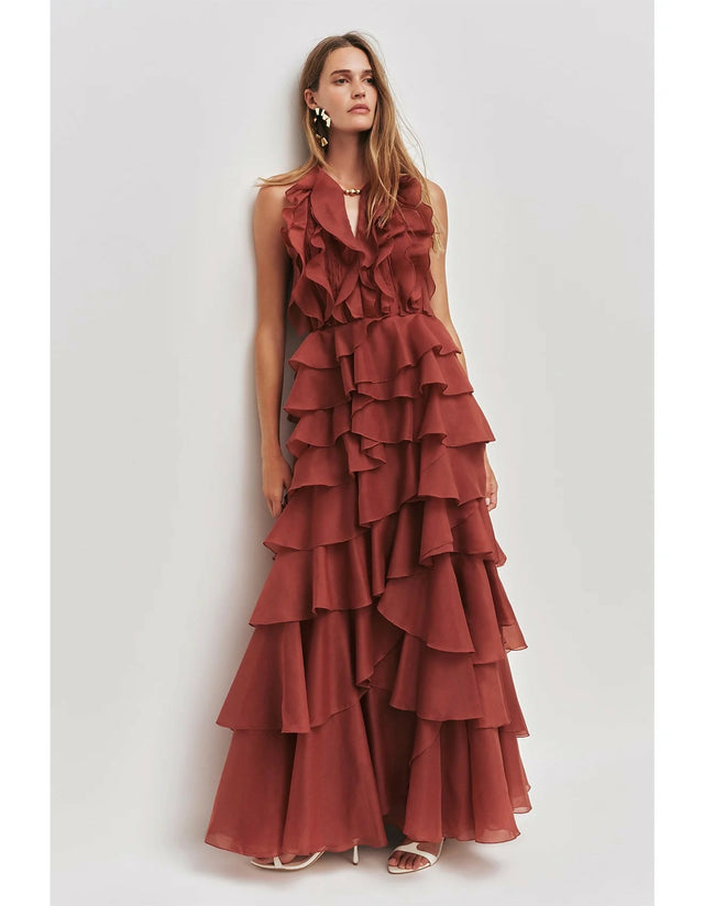 AJE Cleo Gown - Rust