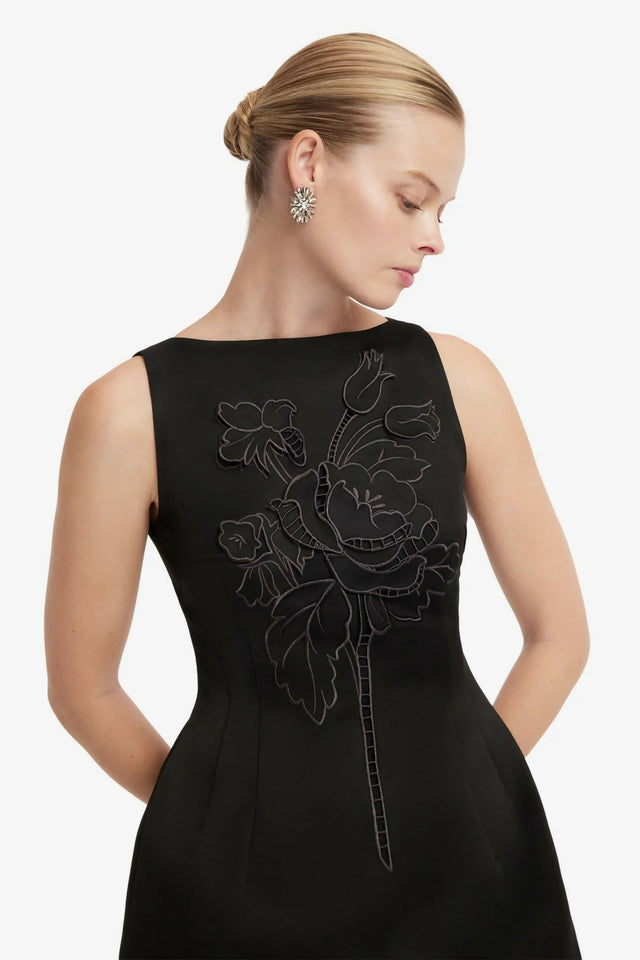 Leo Lin Ali Appliqué Boat Neck Mini Dress