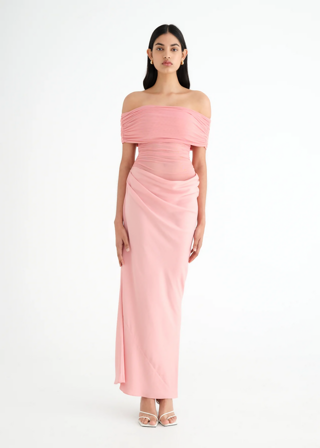 Benni Nico Off Shoulder Maxi Dress Candyfloss