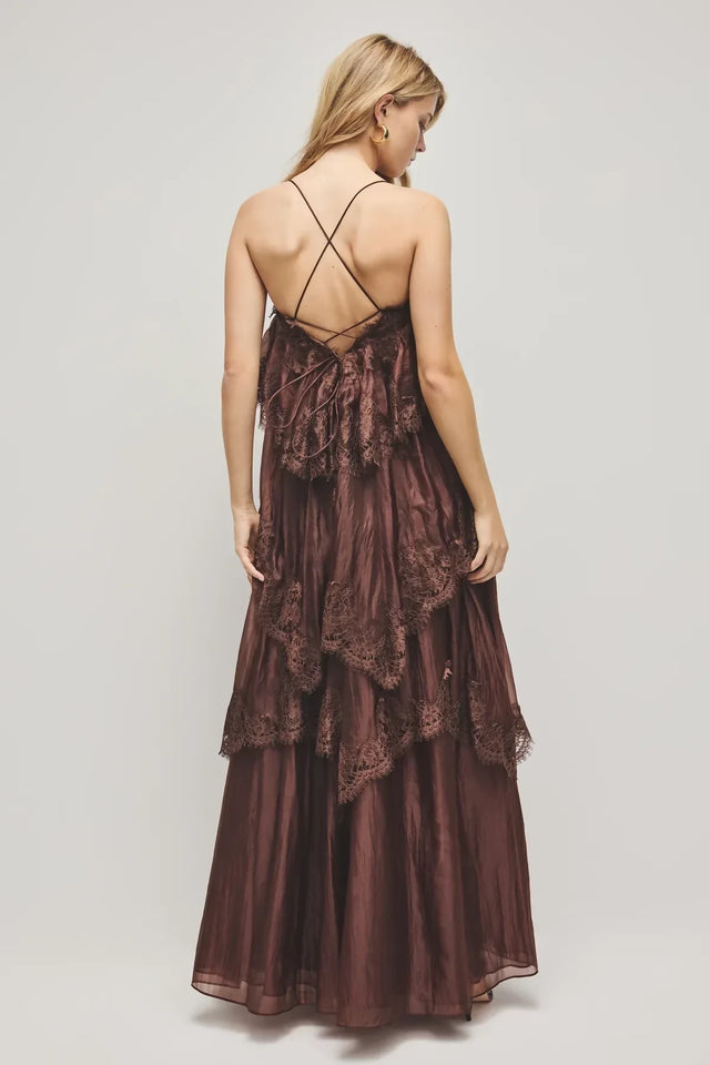 AJE Ophelia Lace Gown - Chocolate