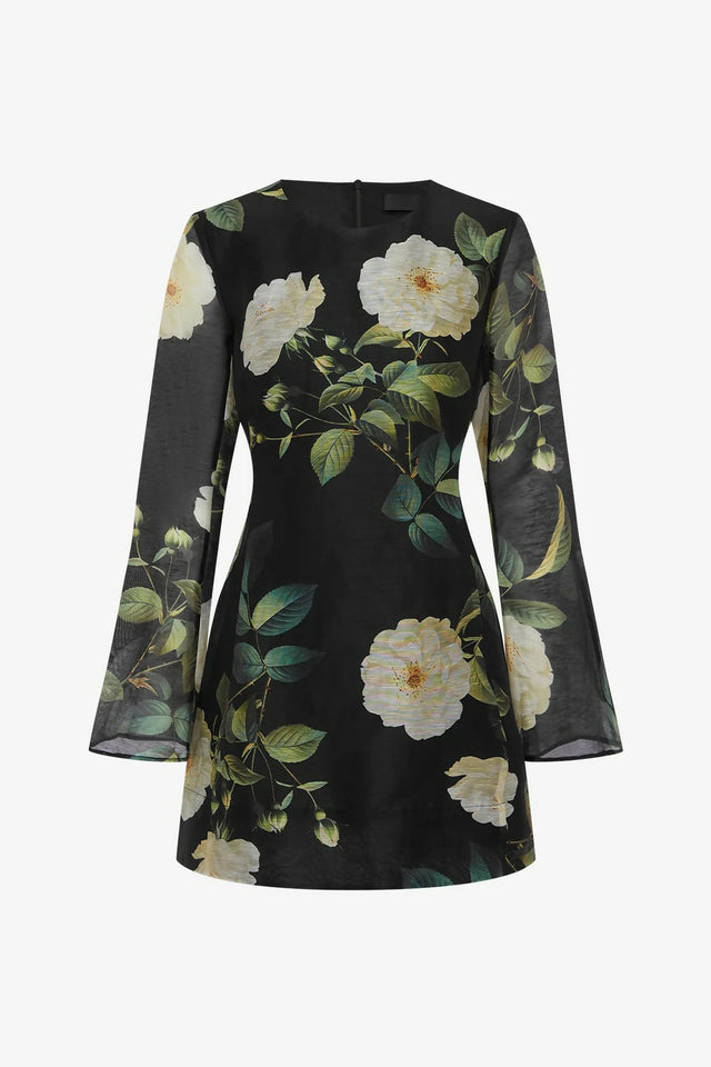Leo Lin Bell Sleeve Mini in White Rose Print