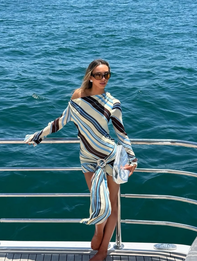 Benni Elise Mini Dress Ocean Stripe