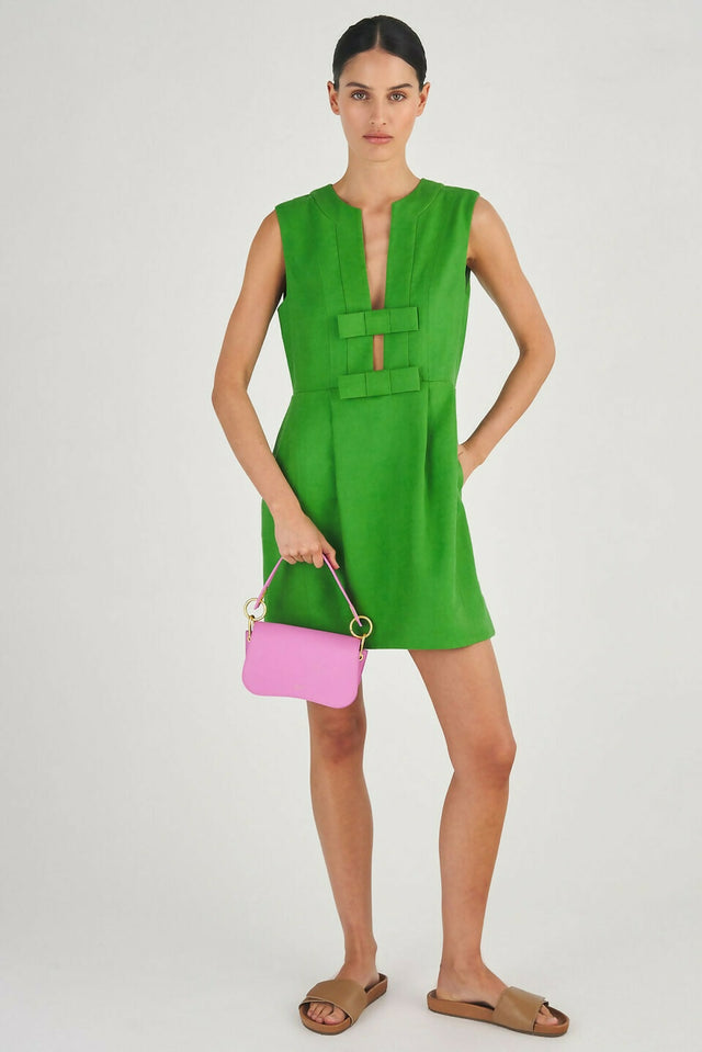 Oroton Bow Mini Dress in Green