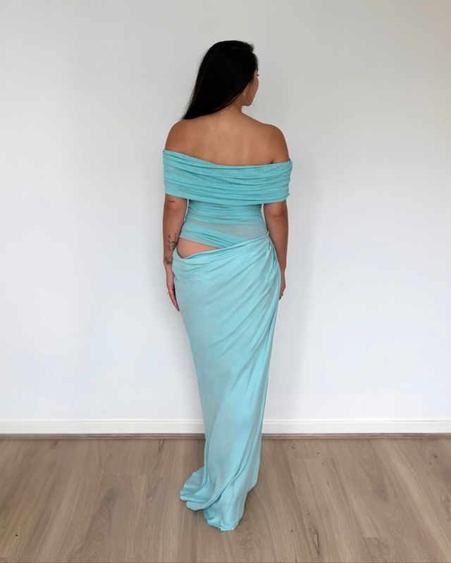 Benni Nico Off Shoulder Maxi Dress Aquamarine