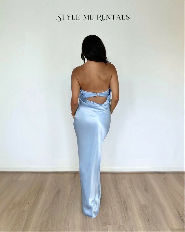 Bec and Bridge Moon Dance Strapless Maxi Dress Dusty Blue