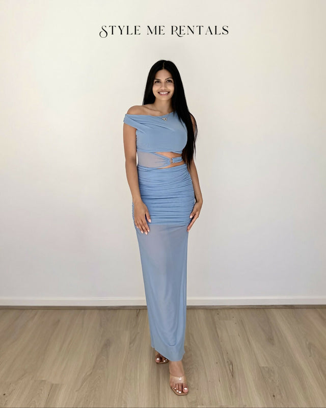 Bec and Bridge Whorl Asym Maxi Dress Meridian Blue