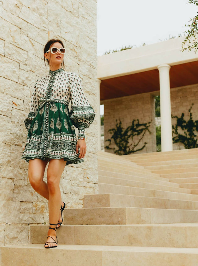 Zimmermann Amari Emerald Buttoned Mini