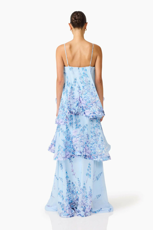 Elliatt Armani Tiered Maxi Dress In Blue Floral