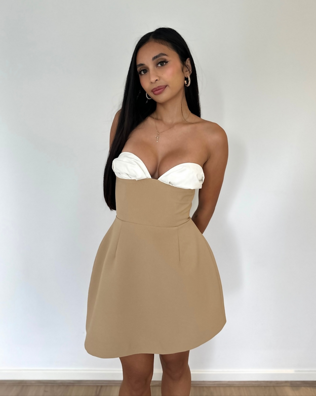 Odd Muse Bardot Mini Dress Camel