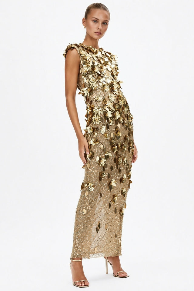 Rachel Gilbert Hugo Gown Gold 3/AU12
