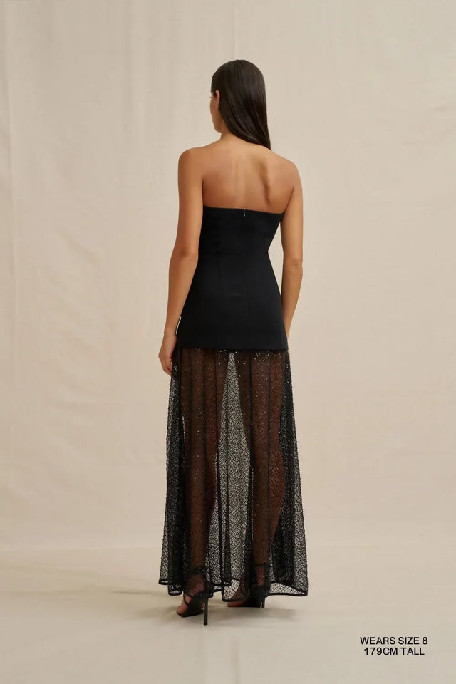 By Johnny Noir Lace Strapless Dress