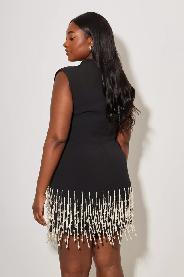 Odd Muse Pearl Drop Sleeveless Mini Dress Black