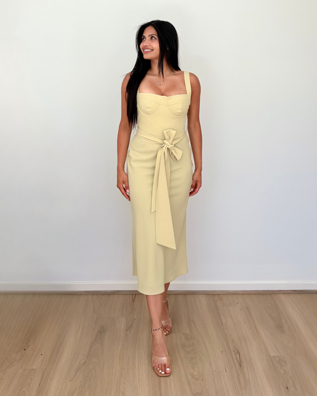By Johnny Ora Bust Midi Dress Pistachio