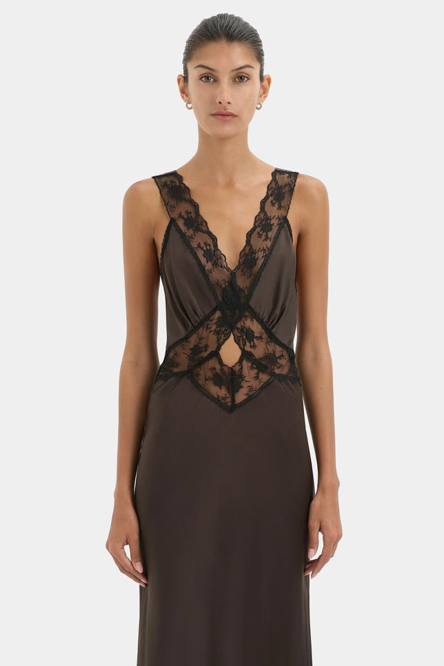Sir Aries Cut Out Gown in Chocolate