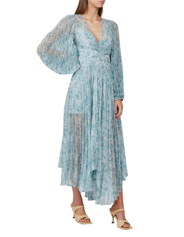 Acler - Acler Astone Pleated Blue Fields Gown