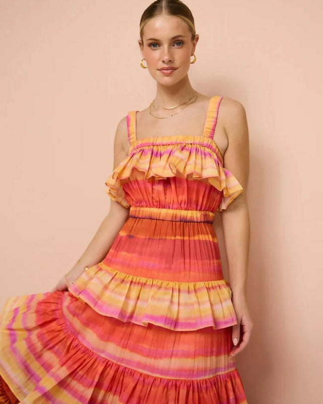 Acler Cardine Maxi Dress In Watercolour Horizon - 10 / Multi - Dresses