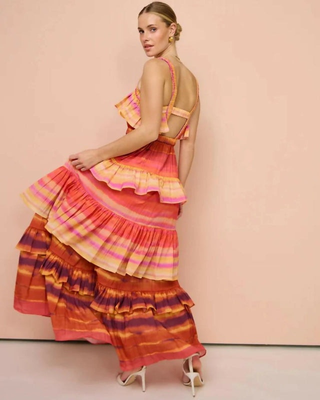 Acler Cardine Maxi Dress In Watercolour Horizon - 10 / Multi - Dresses