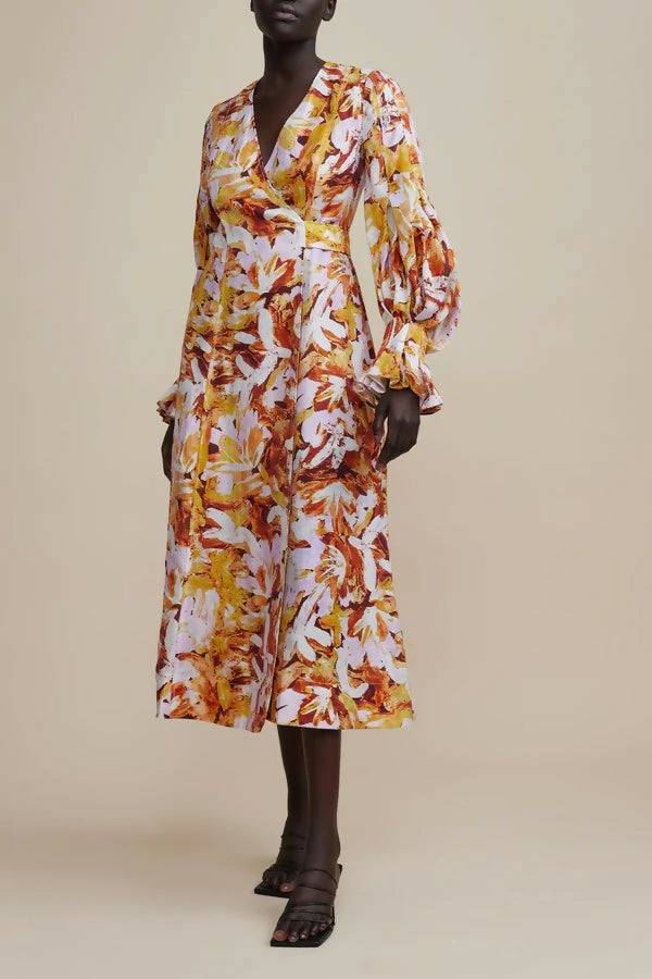 Acler Lydford Dress in Lilac Brush - 16 / Multi - Dresses