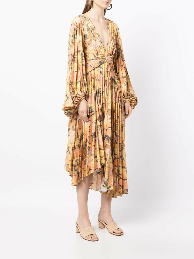 Acler Palms Floral - Print Dress - 14 / Multi - Dresses