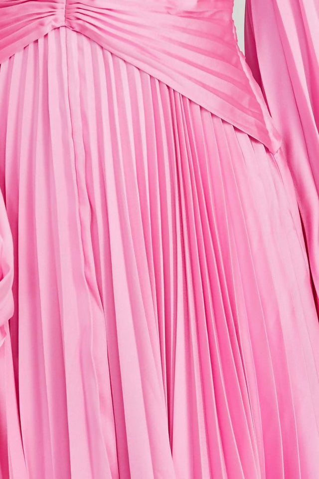 Acler Palms Pleat Dress - 12 / Pink - Dresses