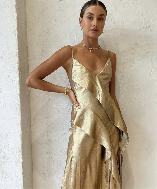 Acler Queensbridge Midi Dress - 8 / Gold - Dresses