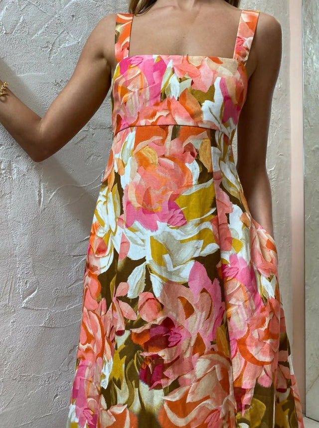 Acler Tate Dress in Pink Bouquet - 8 / Multi - Dresses