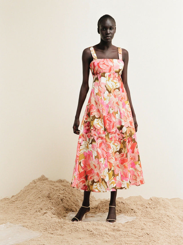 Acler Tate Dress Size 14 Pink Bouquet Maxi - 14 / Print - Dresses